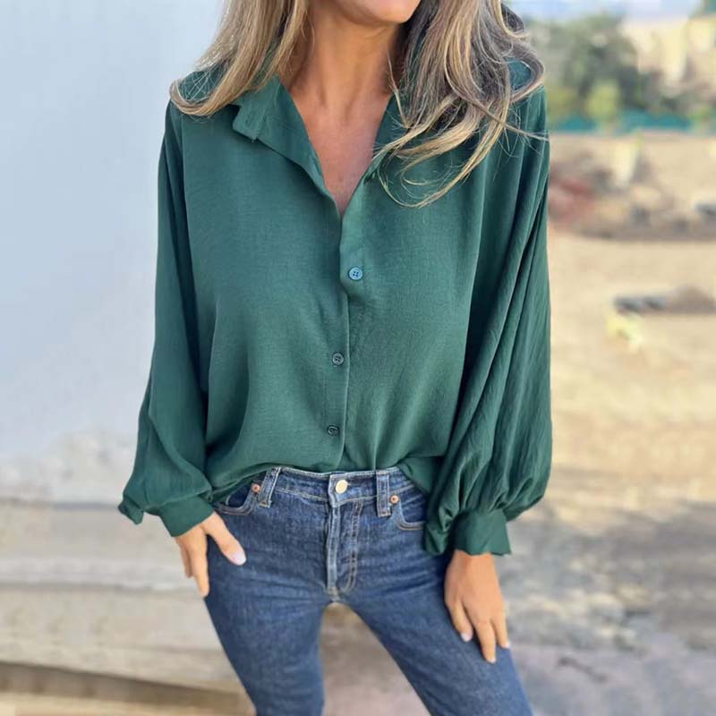 🔥HOT SALE-36% OFF💝Women's Elegant Solid Color Button-Up Shirt-5