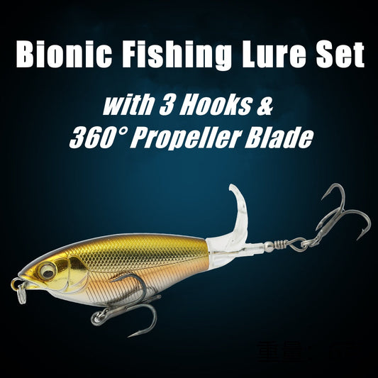 Bionic Fishing Lure Set with 3 Hooks & 360° Propeller Blade