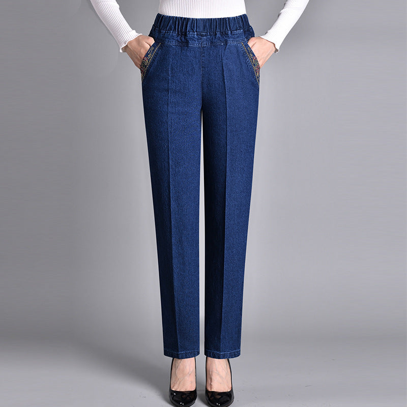 🍁New for autumn✨ Side-Pocket Full Elastic Waist Jeans-1