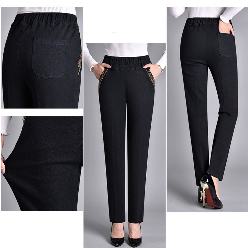 🍁New for autumn✨ Side-Pocket Full Elastic Waist Jeans-9