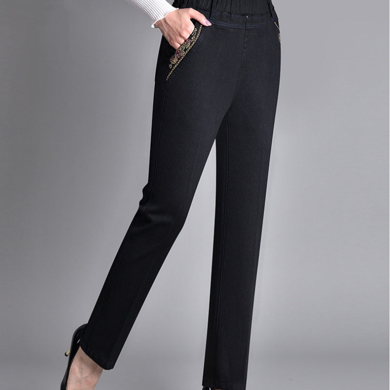 🍁New for autumn✨ Side-Pocket Full Elastic Waist Jeans-7