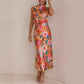 🌷Limited Time 67% OFF💞Love In The Garden Floral Halter Neck Elastic Waist Maxi Dress-3
