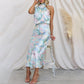 🌷Limited Time 67% OFF💞Love In The Garden Floral Halter Neck Elastic Waist Maxi Dress-9