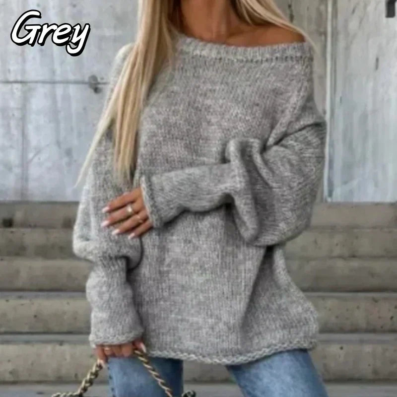 🔥Limited Time 52% OFF🔥Women's Solid Knitted Round Neck Sweater-12