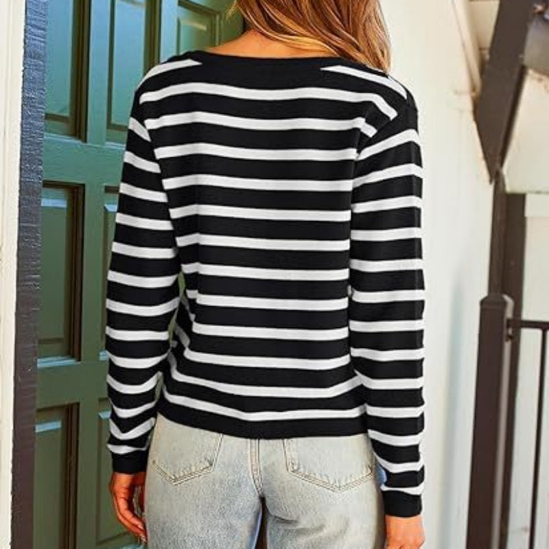 🌷Limited Time 40% OFF💞Trendy Striped Cardigan Sweater with Pockets-3