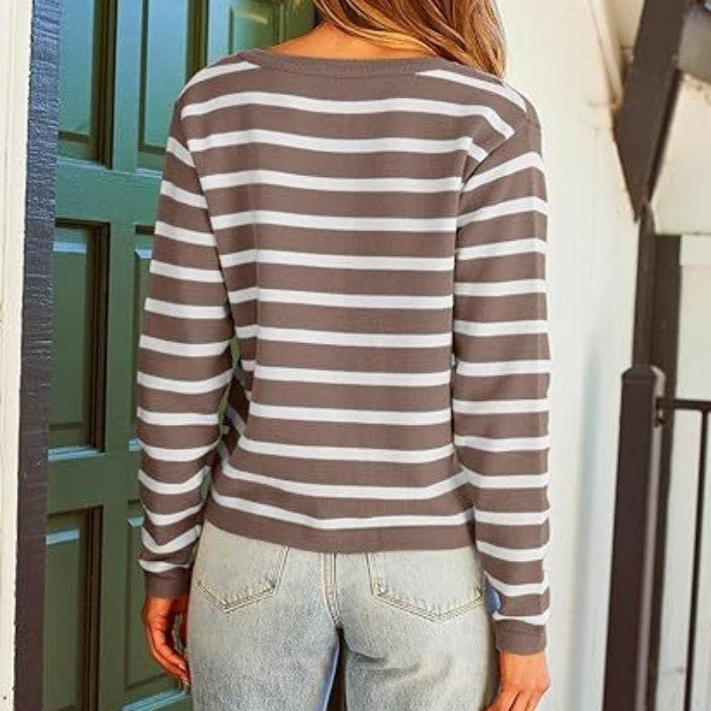🌷Limited Time 40% OFF💞Trendy Striped Cardigan Sweater with Pockets-5