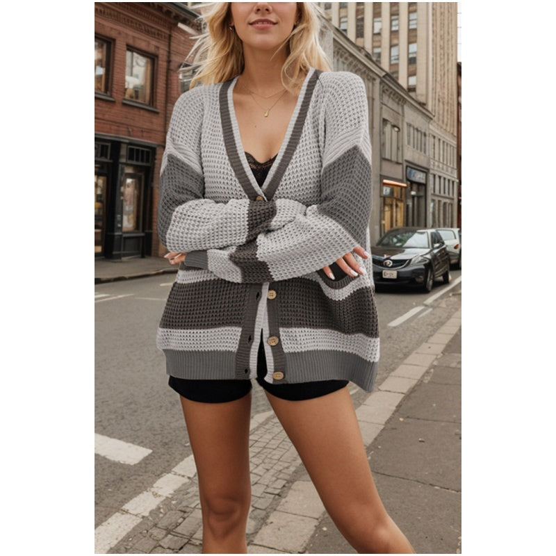 🥰Seasonal promotion super low price🥰Women's Colorblock Knit Cardigan Sweater-2