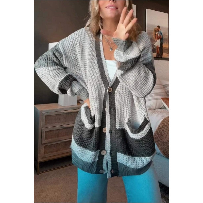 🥰Seasonal promotion super low price🥰Women's Colorblock Knit Cardigan Sweater-5