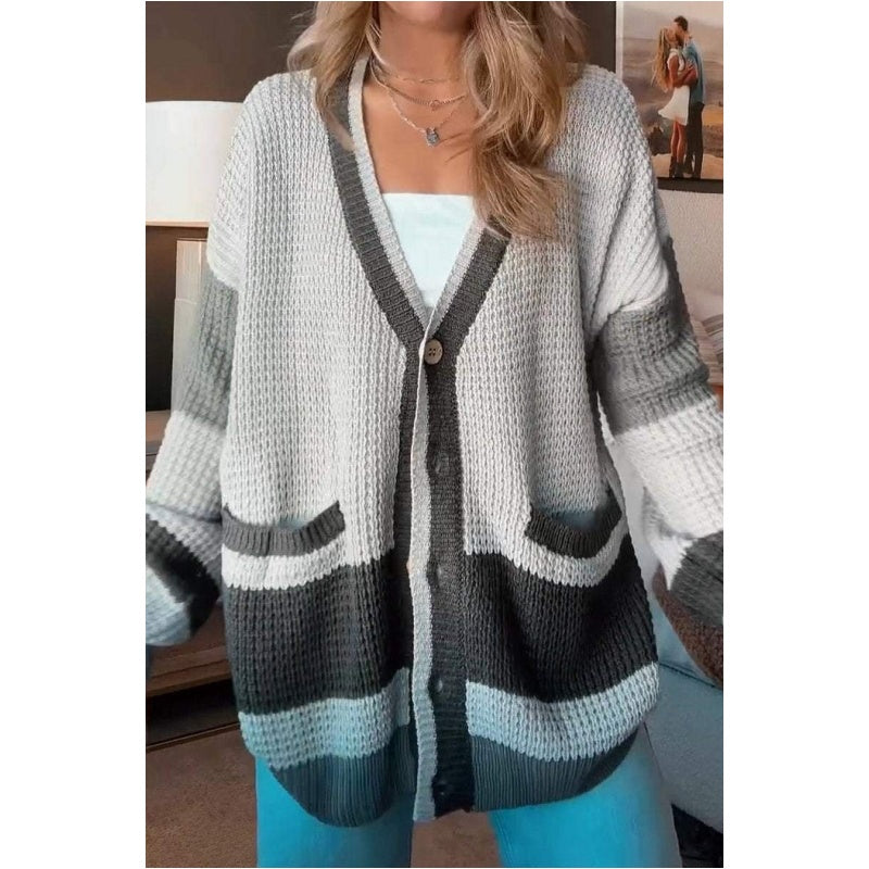 🥰Seasonal promotion super low price🥰Women's Colorblock Knit Cardigan Sweater-7