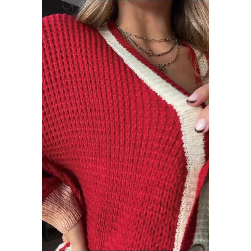 🥰Seasonal promotion super low price🥰Women's Colorblock Knit Cardigan Sweater-9