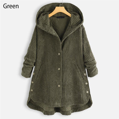 🌷Hot Sale 50% OFF🌷Casual Solid Color Thickened Hooded Button Coat