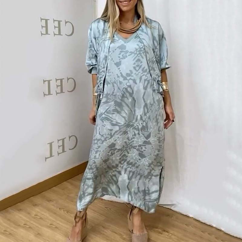 🌷Limited Time 56% OFF💞Women’s Fall Fashion Casual Printed Dress Two-Piece Set-4