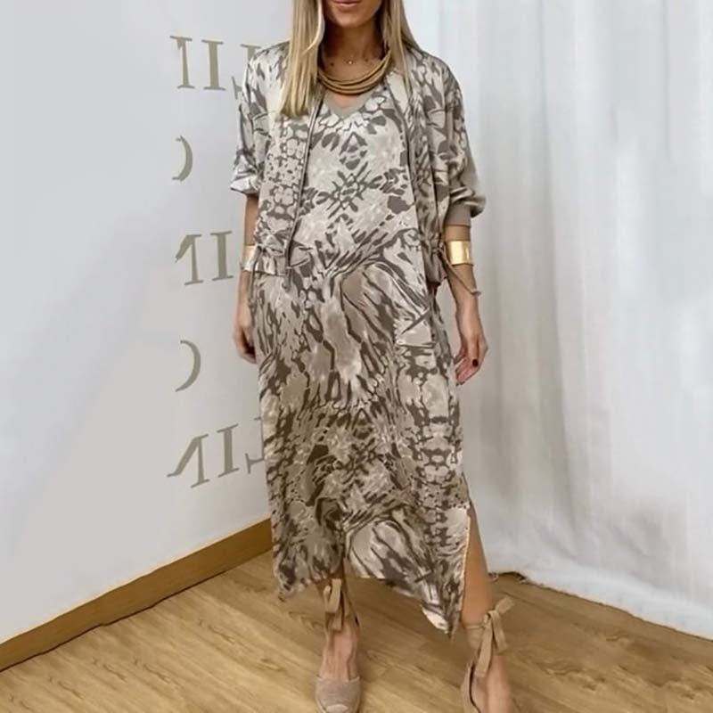 🌷Limited Time 56% OFF💞Women’s Fall Fashion Casual Printed Dress Two-Piece Set-11