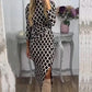 🔥Clearance Sale🔥Women's Sleek Geometric Print Side Slit Dress-9