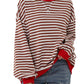 🔥2024 HOT SALE🔥Women's Oversized Striped Long Sleeve Pullover-16