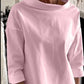 🍁Autumn New Releases🍁Casual Standing Collar Solid Color T-Shirt-3