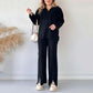 ⏳Limited Sale 50% OFF🌸Women's Cozy Ribbed Knit Two-Piece Set with Slit-Leg Pants💕-2