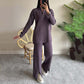 ⏳Limited Sale 50% OFF🌸Women's Cozy Ribbed Knit Two-Piece Set with Slit-Leg Pants💕-9