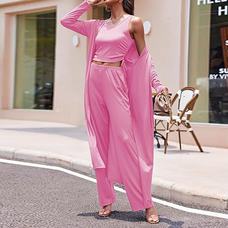 🍁Autumn New Releases🍁Women’s Solid Color Casual 3-Piece Set-4