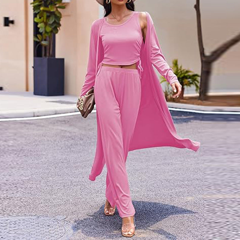 🍁Autumn New Releases🍁Women’s Solid Color Casual 3-Piece Set-5