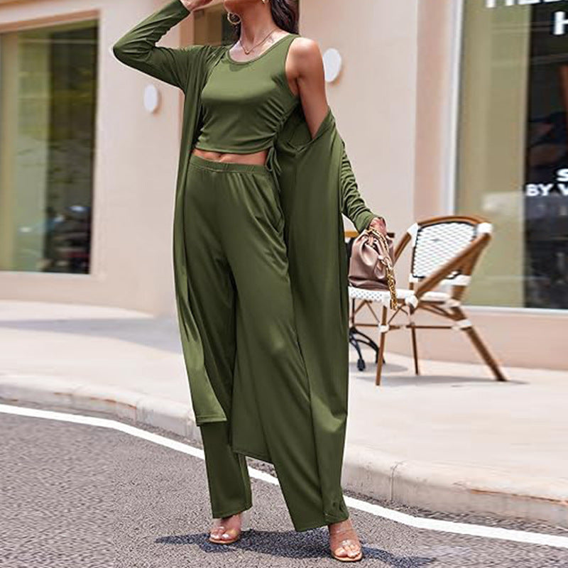 🍁Autumn New Releases🍁Women’s Solid Color Casual 3-Piece Set-9