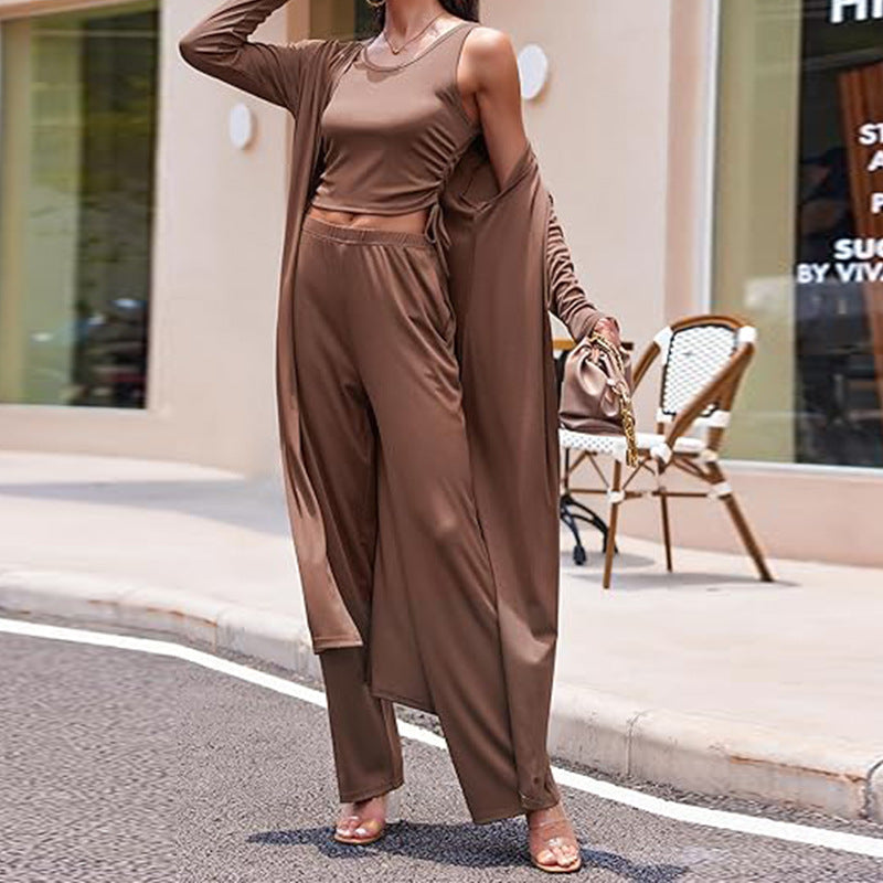 🍁Autumn New Releases🍁Women’s Solid Color Casual 3-Piece Set-7