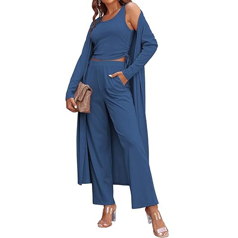 🍁Autumn New Releases🍁Women’s Solid Color Casual 3-Piece Set-17