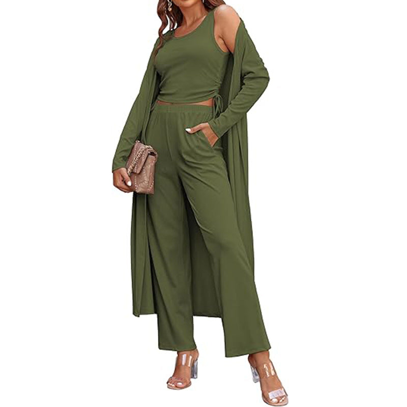 🍁Autumn New Releases🍁Women’s Solid Color Casual 3-Piece Set-16