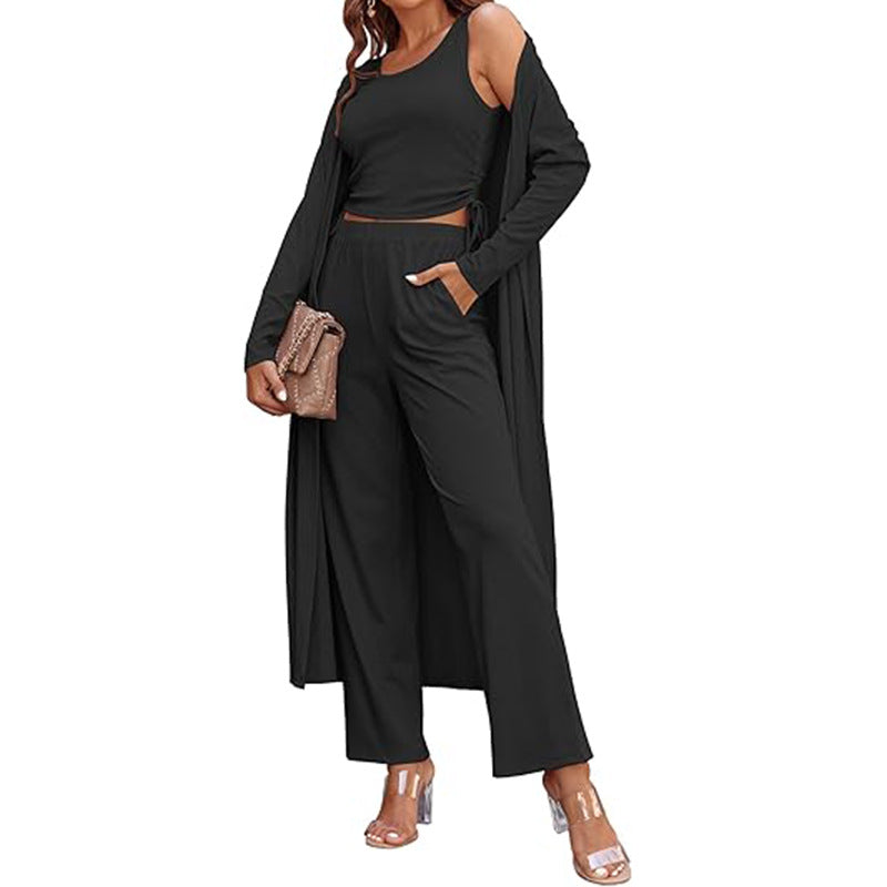 🍁Autumn New Releases🍁Women’s Solid Color Casual 3-Piece Set-15