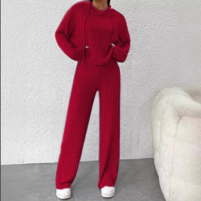 ✨New Arrival✨Loose Hooded Knit Sweater Set-6