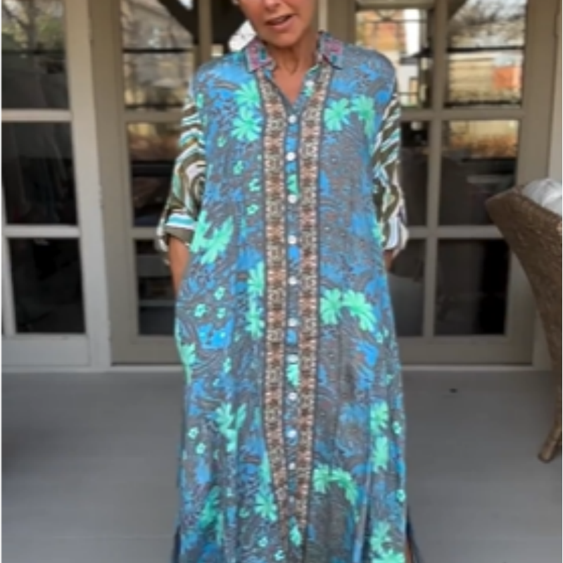 🌷Limited Time 51% OFF💞Fashion Printed Maxi Dress with Side-Slit-1