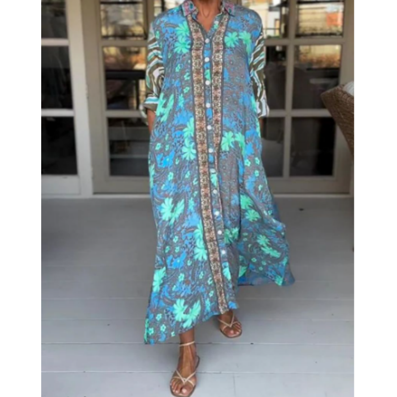 🌷Limited Time 51% OFF💞Fashion Printed Maxi Dress with Side-Slit-3
