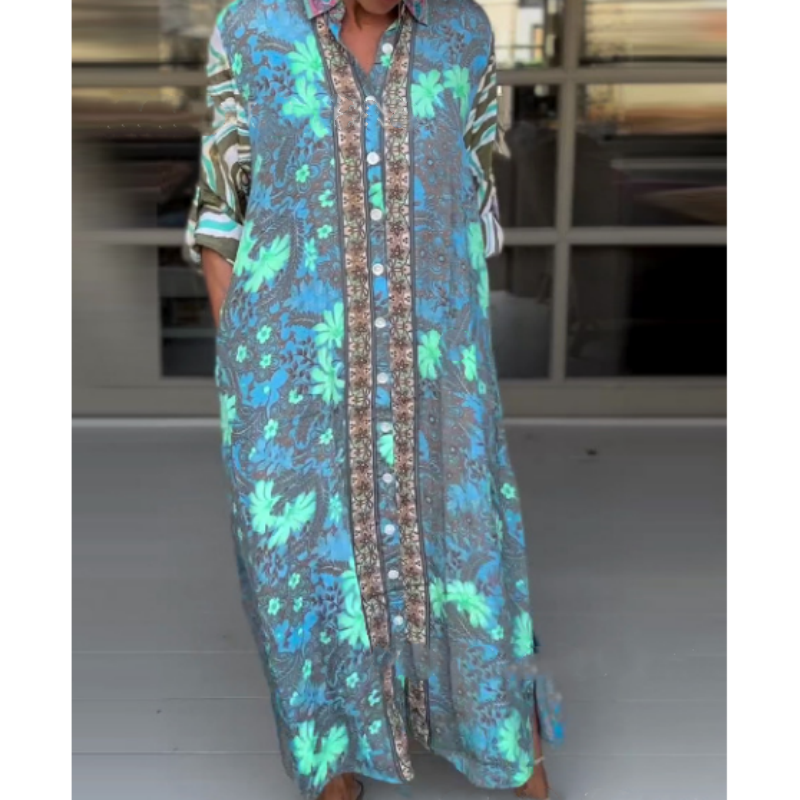 🌷Limited Time 51% OFF💞Fashion Printed Maxi Dress with Side-Slit-4