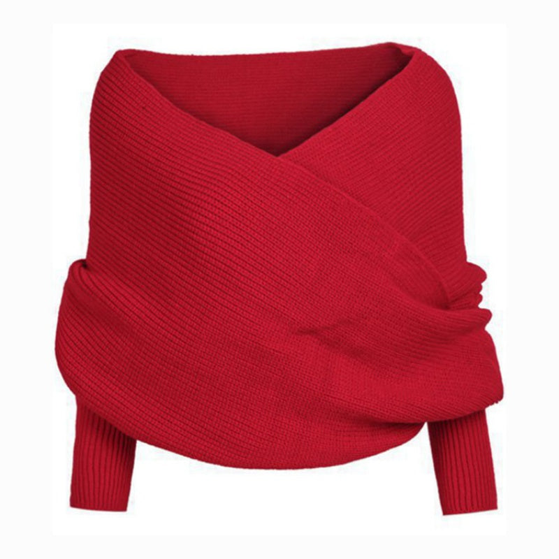 ✨New Arrival✨Women's Solid Knitted Sweater Scarf with Sleeves-3