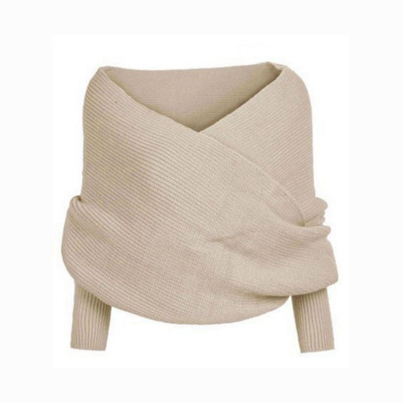 ✨New Arrival✨Women's Solid Knitted Sweater Scarf with Sleeves-7