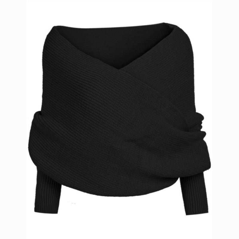 ✨New Arrival✨Women's Solid Knitted Sweater Scarf with Sleeves-4