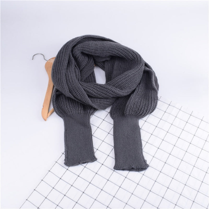 ✨New Arrival✨Women's Solid Knitted Sweater Scarf with Sleeves-10
