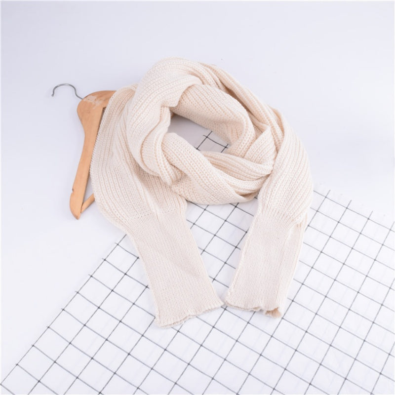 ✨New Arrival✨Women's Solid Knitted Sweater Scarf with Sleeves-11