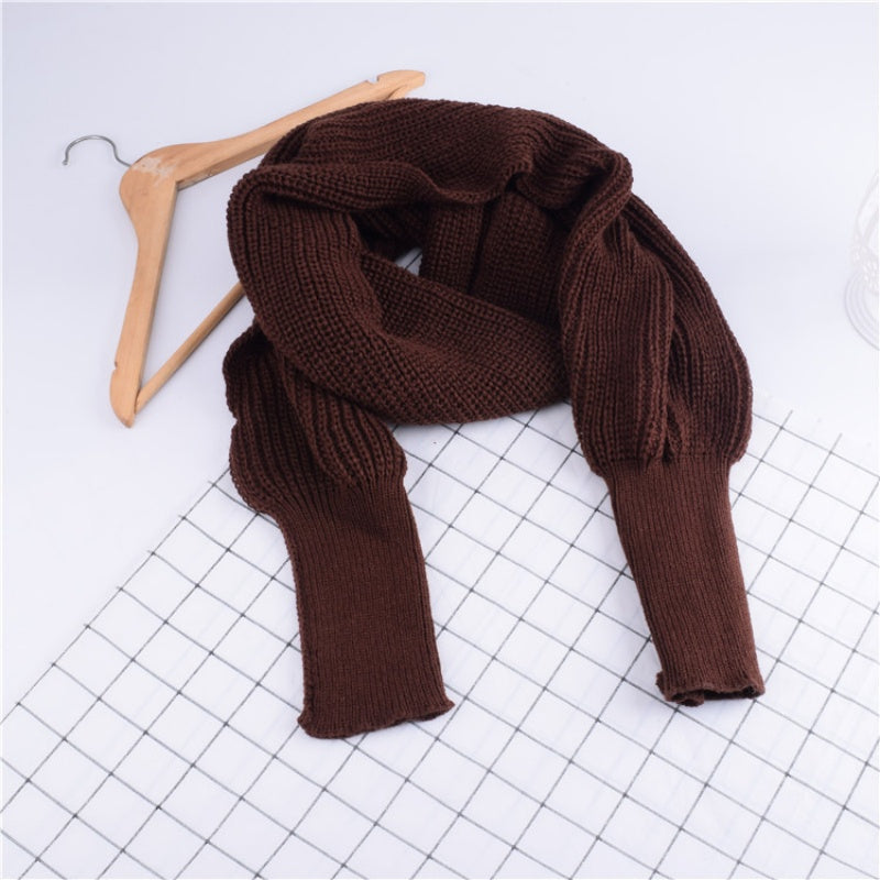✨New Arrival✨Women's Solid Knitted Sweater Scarf with Sleeves-16
