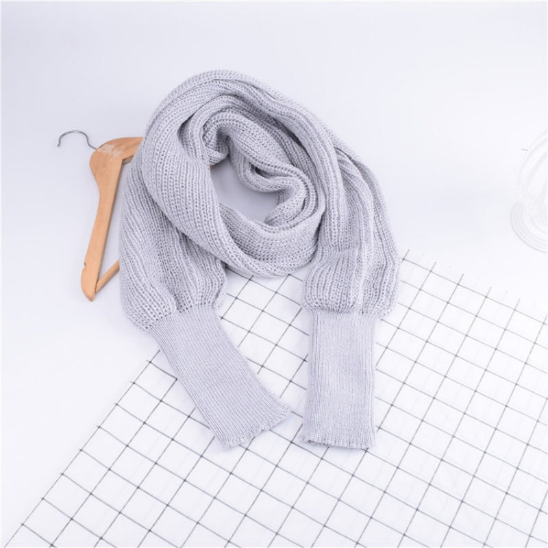 ✨New Arrival✨Women's Solid Knitted Sweater Scarf with Sleeves-13