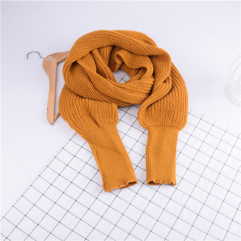 ✨New Arrival✨Women's Solid Knitted Sweater Scarf with Sleeves-14