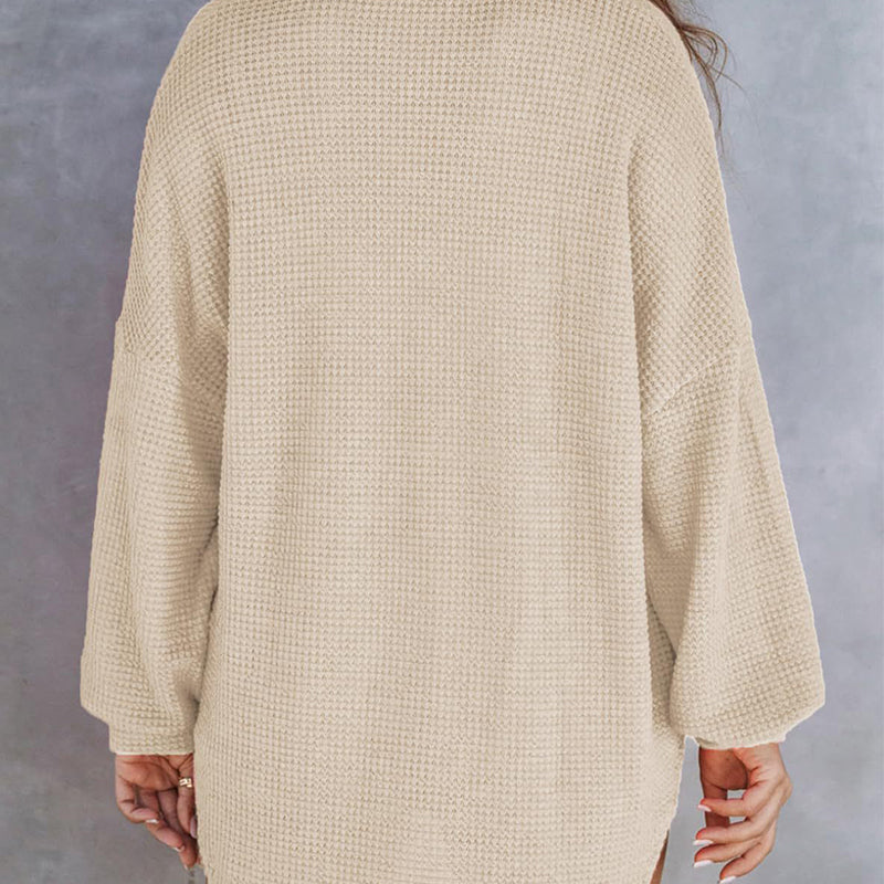 ✨New Arrival✨Women’s Loose Solid Color Waffle Knit Shirt-6
