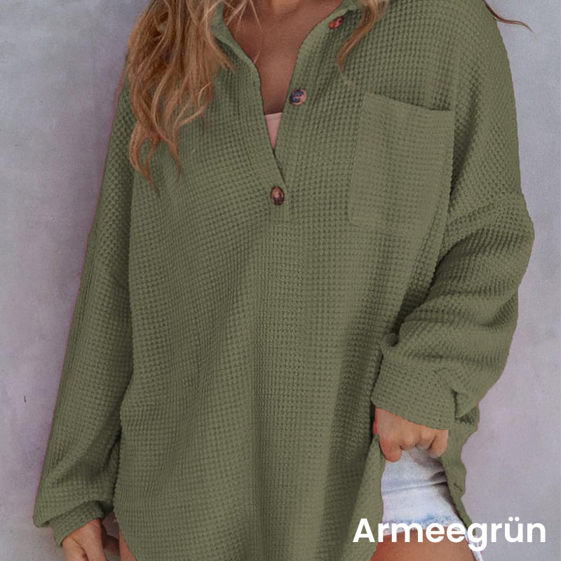 ✨New Arrival✨Women’s Loose Solid Color Waffle Knit Shirt-9