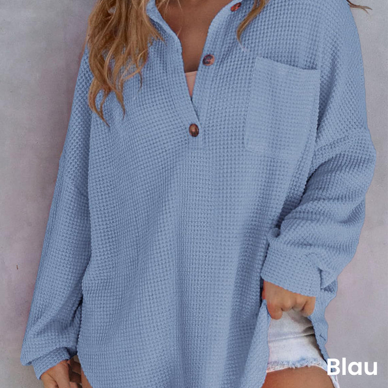 ✨New Arrival✨Women’s Loose Solid Color Waffle Knit Shirt-11
