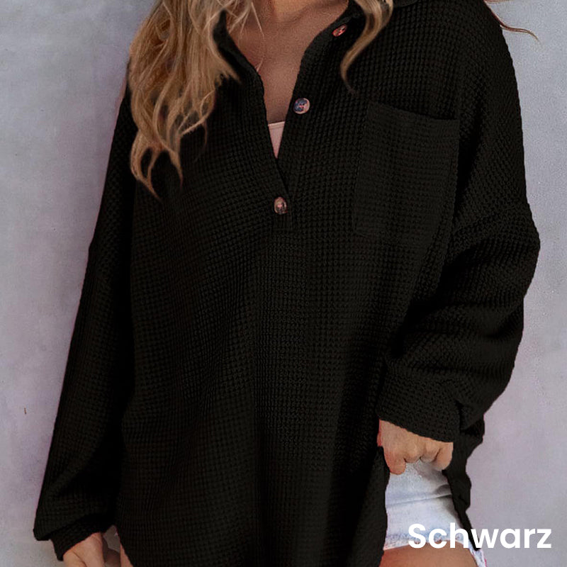 ✨New Arrival✨Women’s Loose Solid Color Waffle Knit Shirt-8