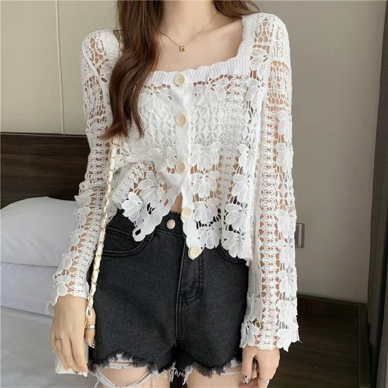 🌷Limited Time 50% OFF💞Crochet Lace Button-Down Cardigan-1