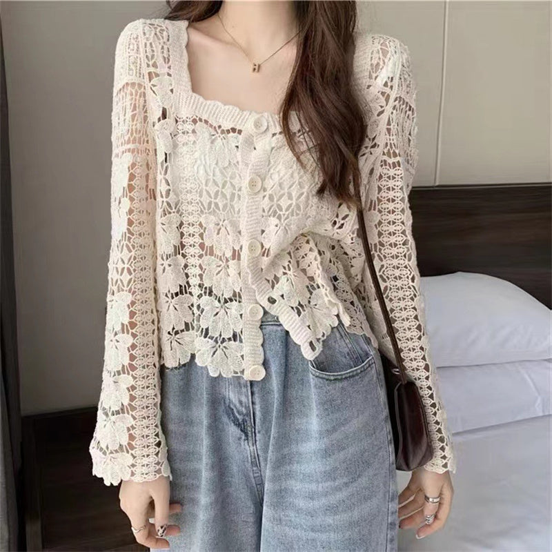 🌷Limited Time 50% OFF💞Crochet Lace Button-Down Cardigan-3