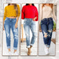 🔥HOT Sale🔥Women's Tummy Control Distressed Cuffed Boyfriend Jeans-2