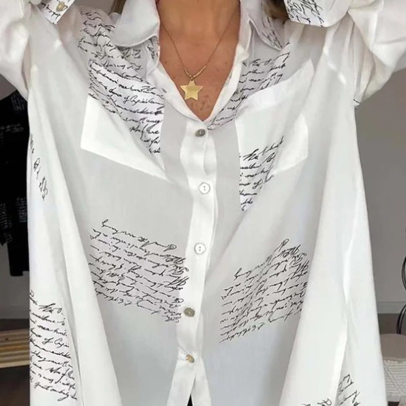 🌷Limited Time 58% OFF💞Women's Long Sleeve Print Fashion Lapel Shirt-1
