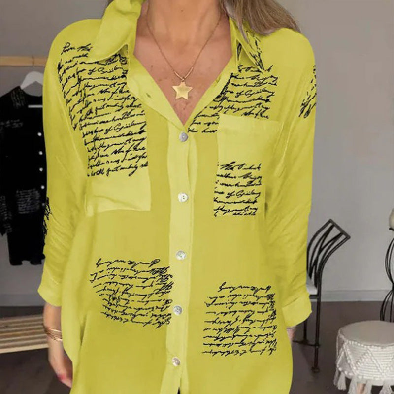 🌷Limited Time 58% OFF💞Women's Long Sleeve Print Fashion Lapel Shirt-8